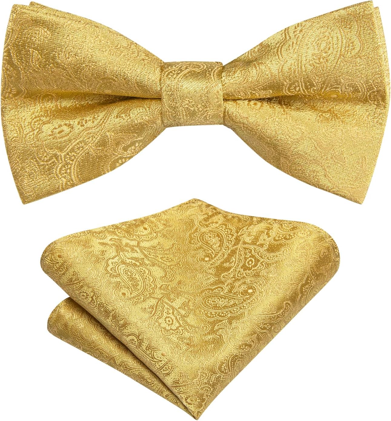 Hi-Tie Bow Ties for Boys Pre-Tied Silk Kids Bow Tie Adjustable Boys Bowties with Pocket Square Set for Wedding Party