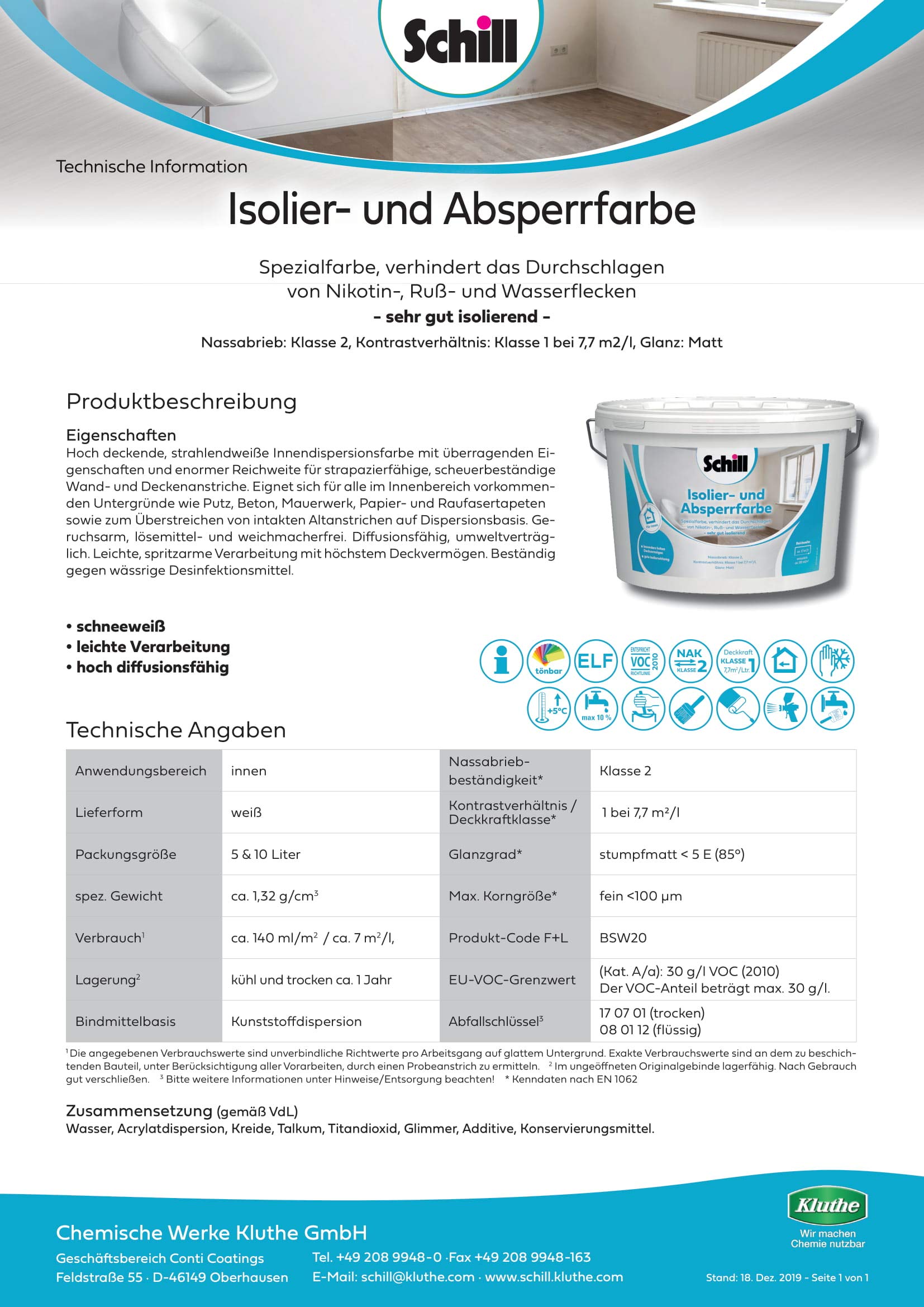 Schill Isolier- und Absperrfarbe 10 Liter