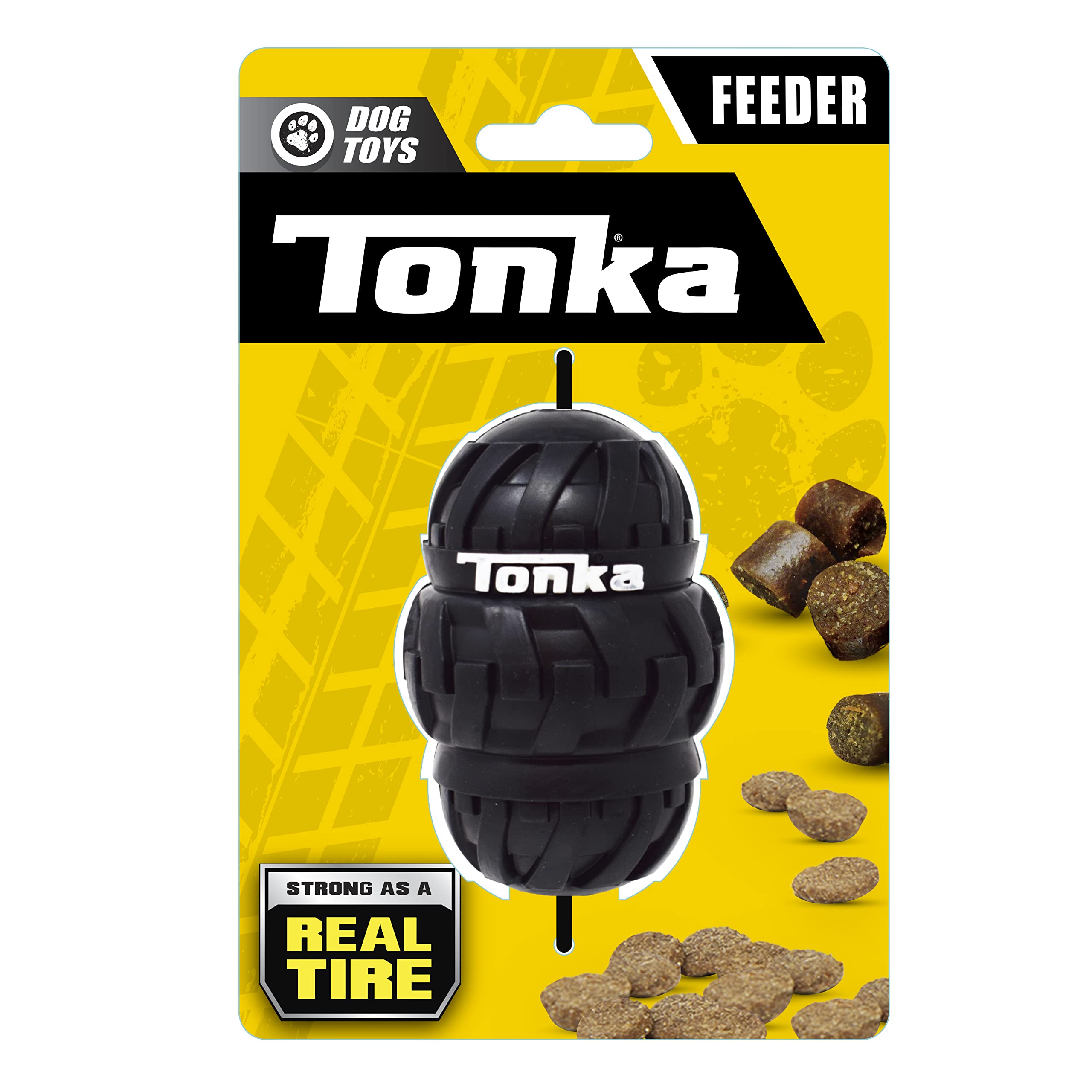 Tonka Tri-Stack Treat Feeder Dog Toy, Lightweight, Durable and Water Resistant, 3.5 Inches, for Medium/Large Breeds, Single Unit, Black