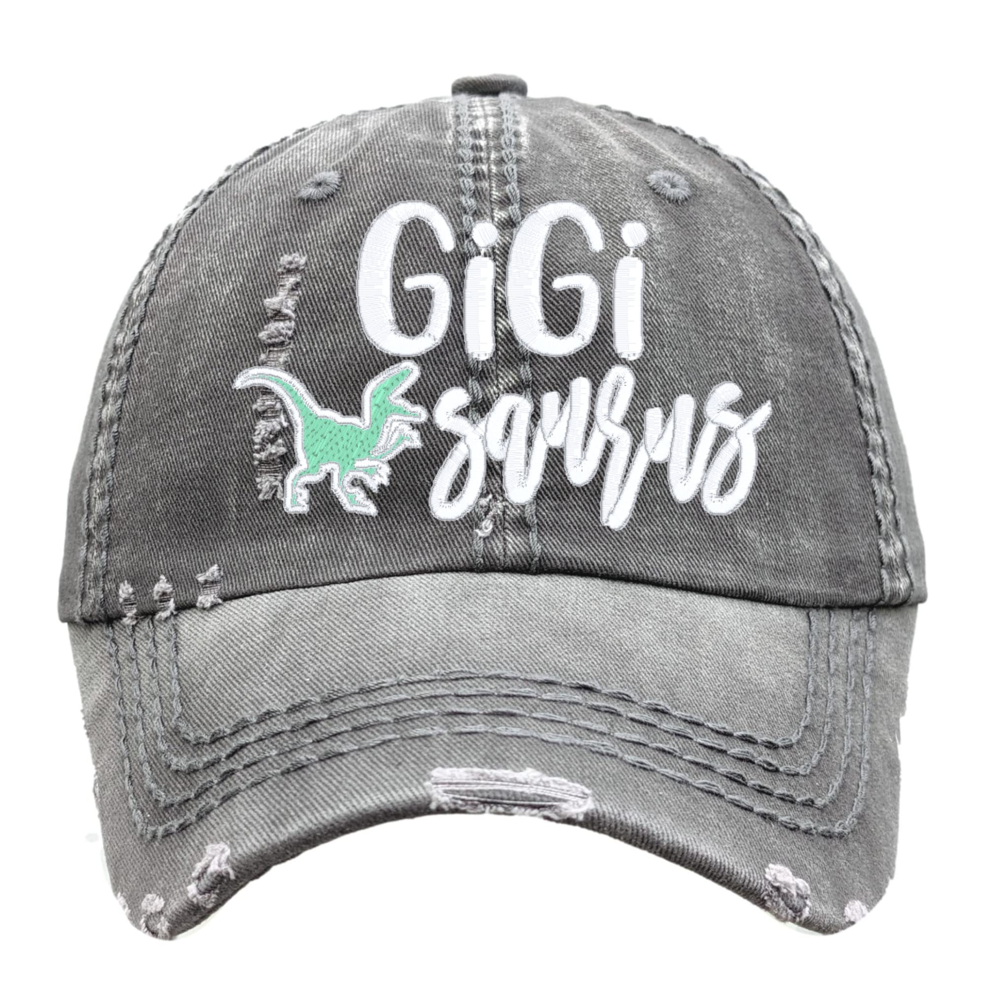 Distinct HeadwearWomen's Custom Name Text Dinosaur Hat, Saurus, Baseball or High Ponytail Cap, Mamasaurus, Gigisaurus, Grandmasaurus, Mimisaurus, Auntiesaurus, Dino Themed Gift Her Wife Mama Gma Lolli Yaya Nana