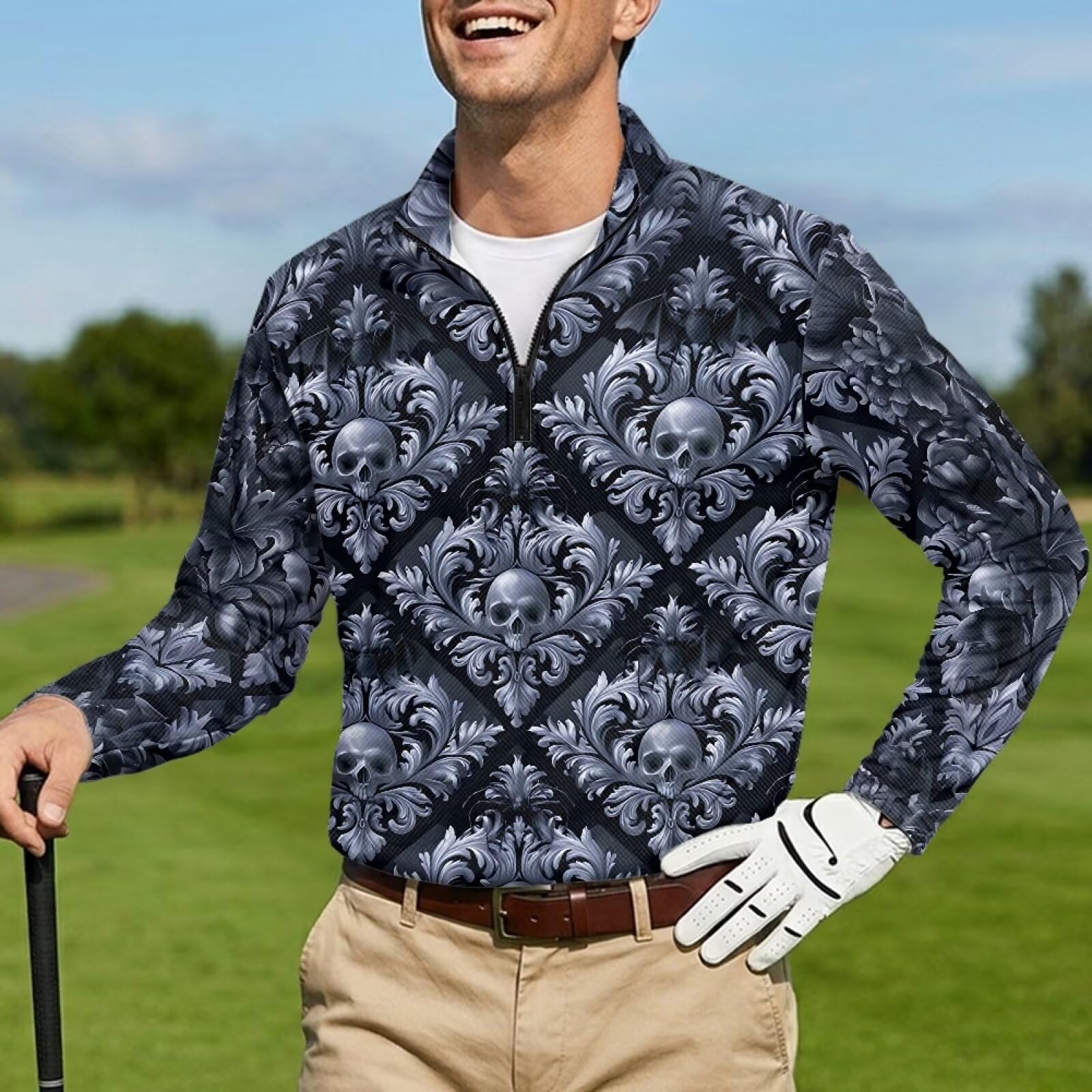 Polo da uomo a maniche lunghe raglan ad asciugatura rapida