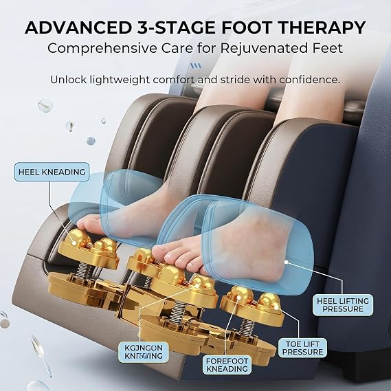 Massage Chair Full Body Zero Gravity Shiatsu Recliner with AI Voice Control LCD Touch Screen Soothing Warmth for Home Office(Brown)