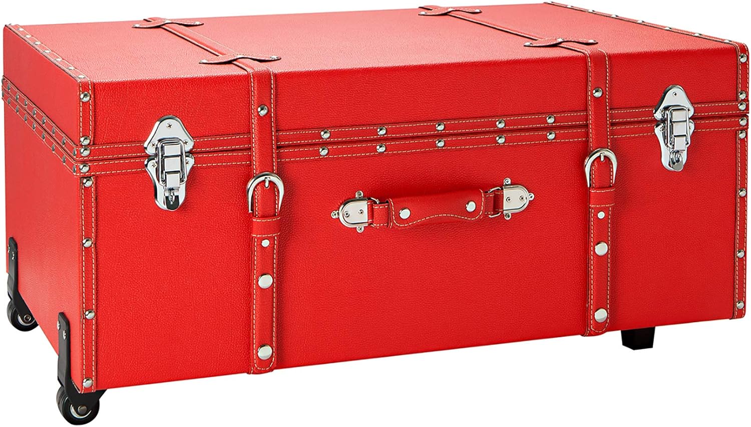 DormCo Texture® Brand Wheeled Storage Trunk - Red