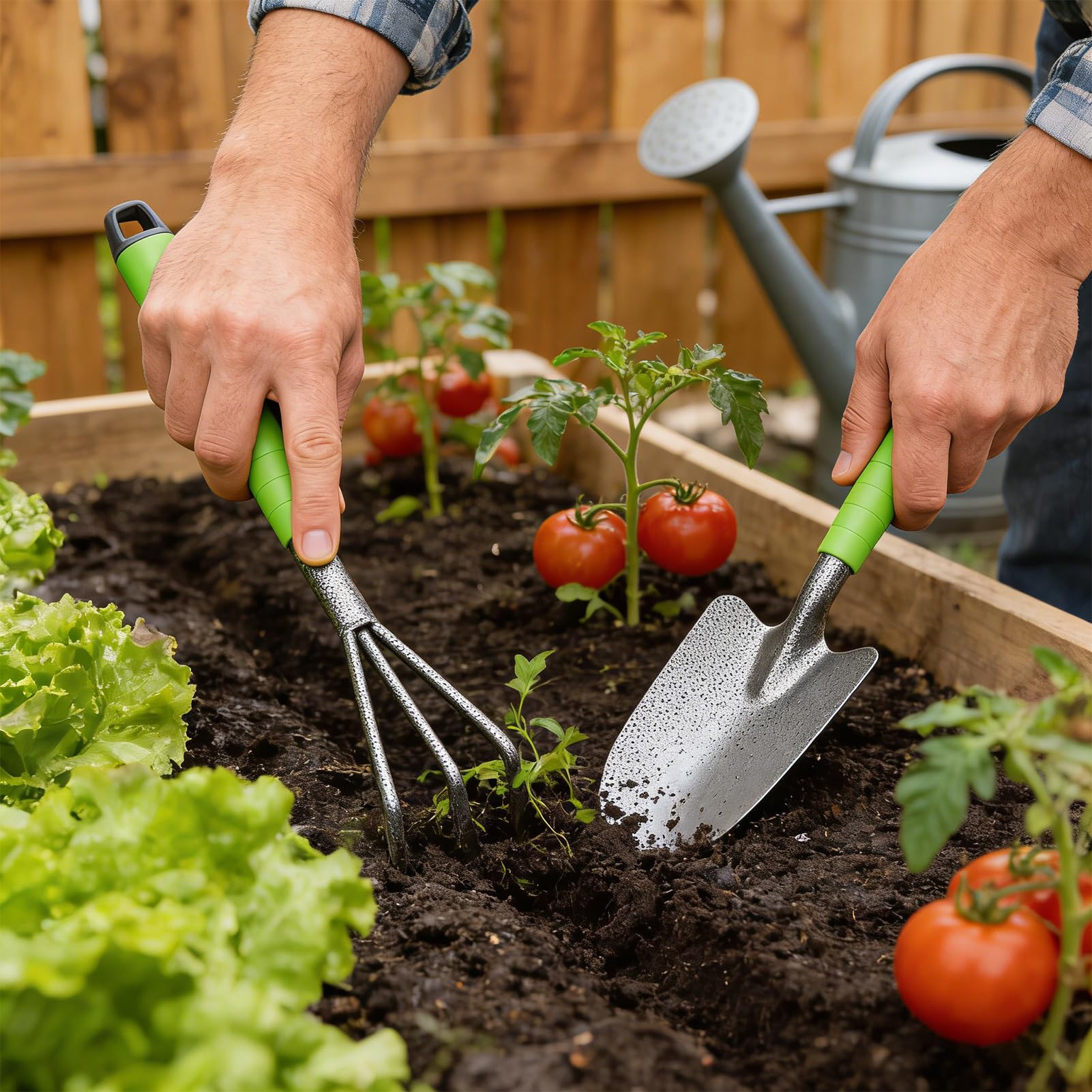 Set di Attrezzi da Giardinaggio Manuali 6 Pezzi Lega di Alluminio