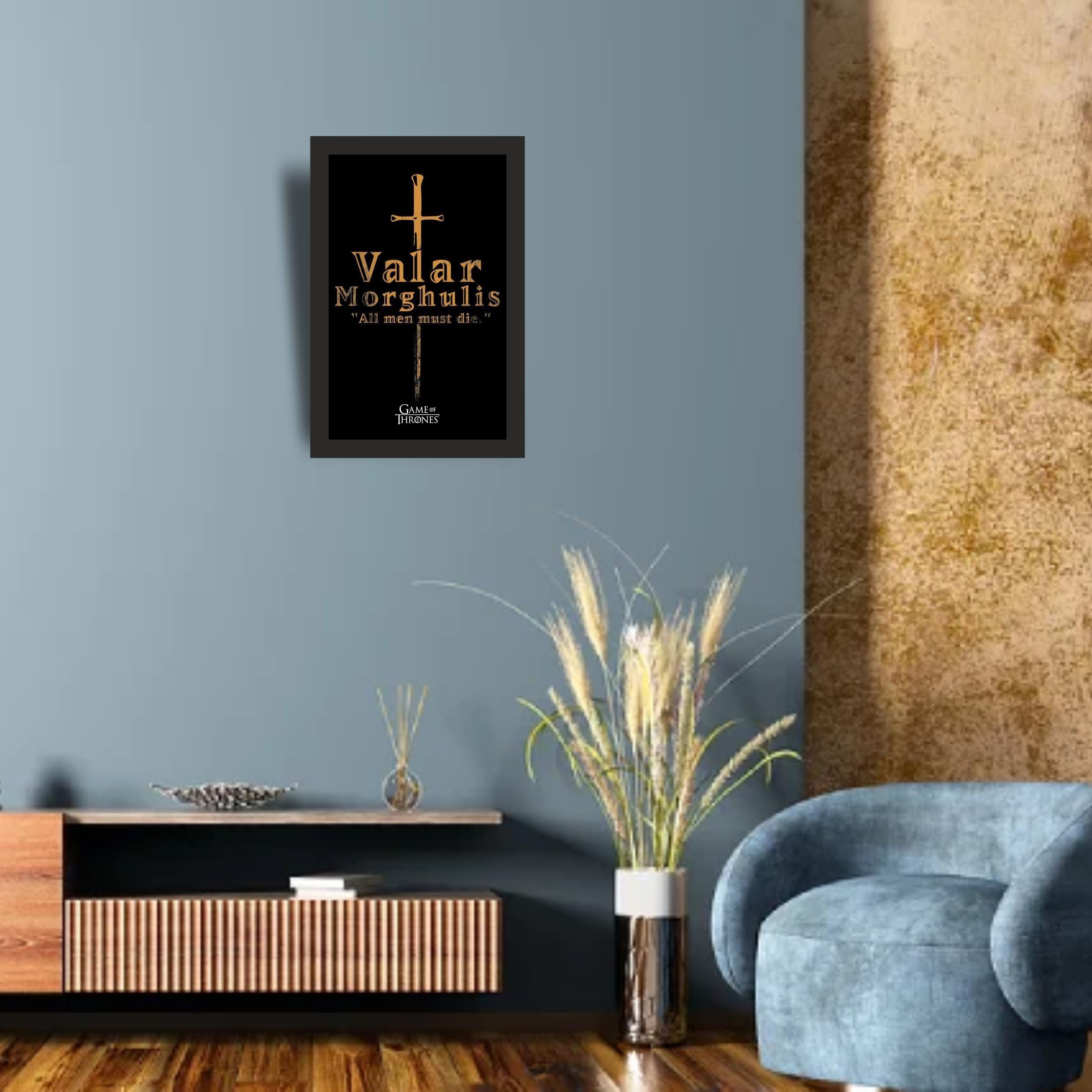 Valar Morghulis Antique Sword Photo Frame A4 Black