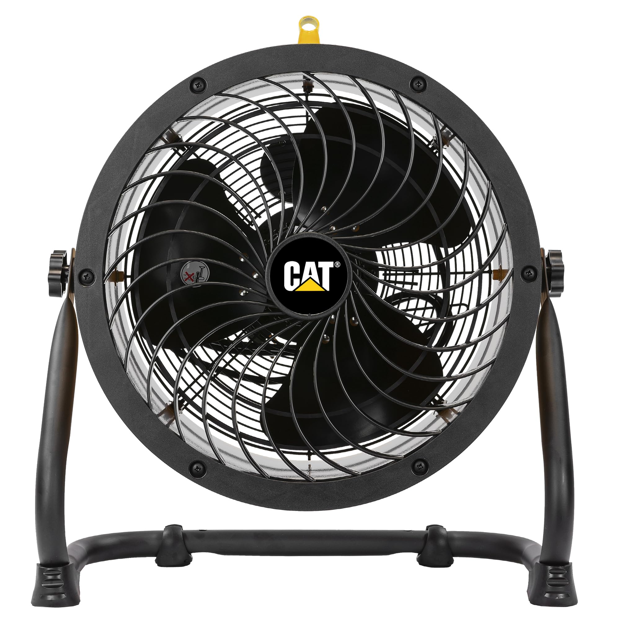 CAT Ventiladores - Ventilador de tambor de alta velocidad de 35,6 cm (amarillo, 2 en 1): 2300 CFM, 4 velocidades, cabezal de tambor ajustable de 360 grados, motor de doble rodamiento de bolas con tapa