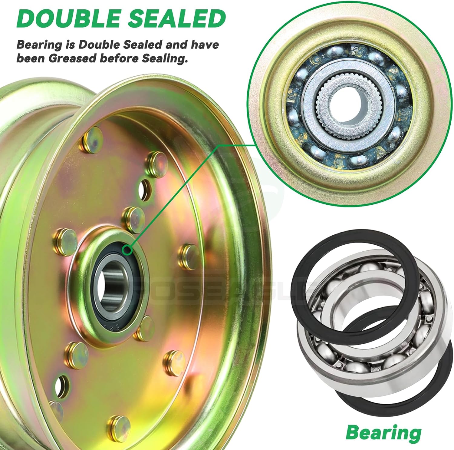 2 Pack 539132728 Idler Pulley Replaces 589766102 Husqvarna Idler Pulley 589766101 539112196 539131148 for Husqvarna 46" 48" 61" 54" Z246 RZ4623 MZ61 MZ6128 MZ52 MZ54 RZ46i RZ4824f Z248f Decks