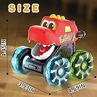Vista 7 de Paquete de 3 juguetes de camión monstruo de dinosaurio con ruedas LED iluminadas para niños pequeños