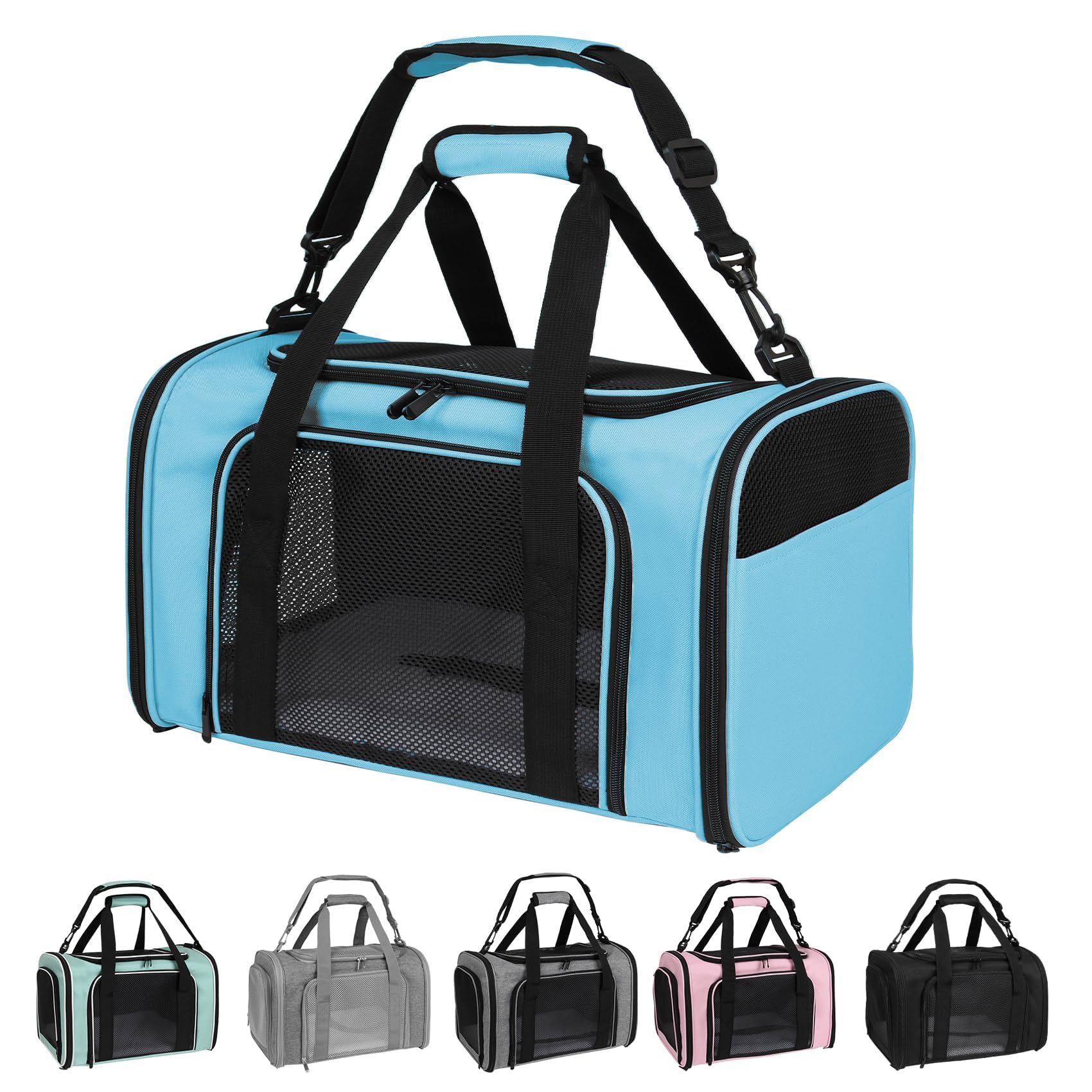 Yipincover Carriers Soft-Sided Pet Carrier Large Carrier for Medium Large Cats Dogs Under 35Lbs,Breathable Ventilated Design,Collapsible Roomy Carrier with Airline Approved(X-Large,Blue)