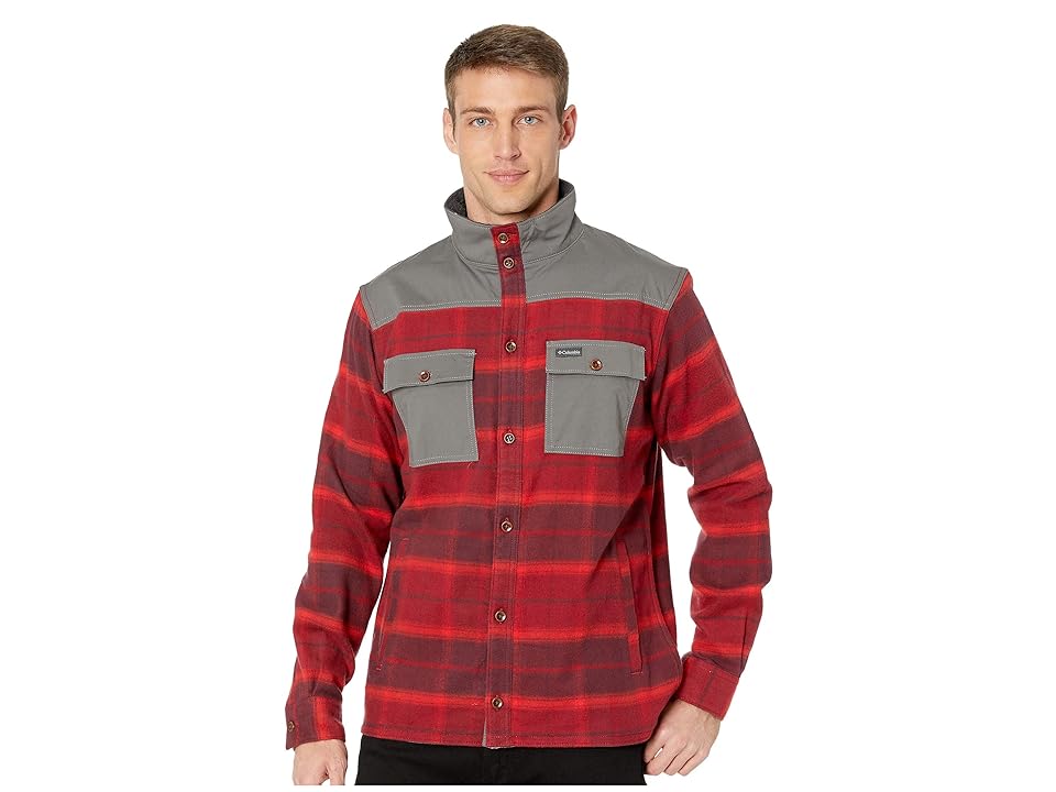 

Columbia Deschutes Rivertm Shirt Jacket (Red Element Large Plaid) Men's Long Sleeve Button Up