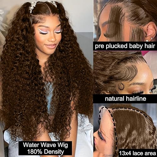 Miniatura 4 de Pelucas de cabello humano rizado con encaje frontal de 13 x 4, densidad 180, pelucas de encaje frontal profundo HD para mujeres negras,