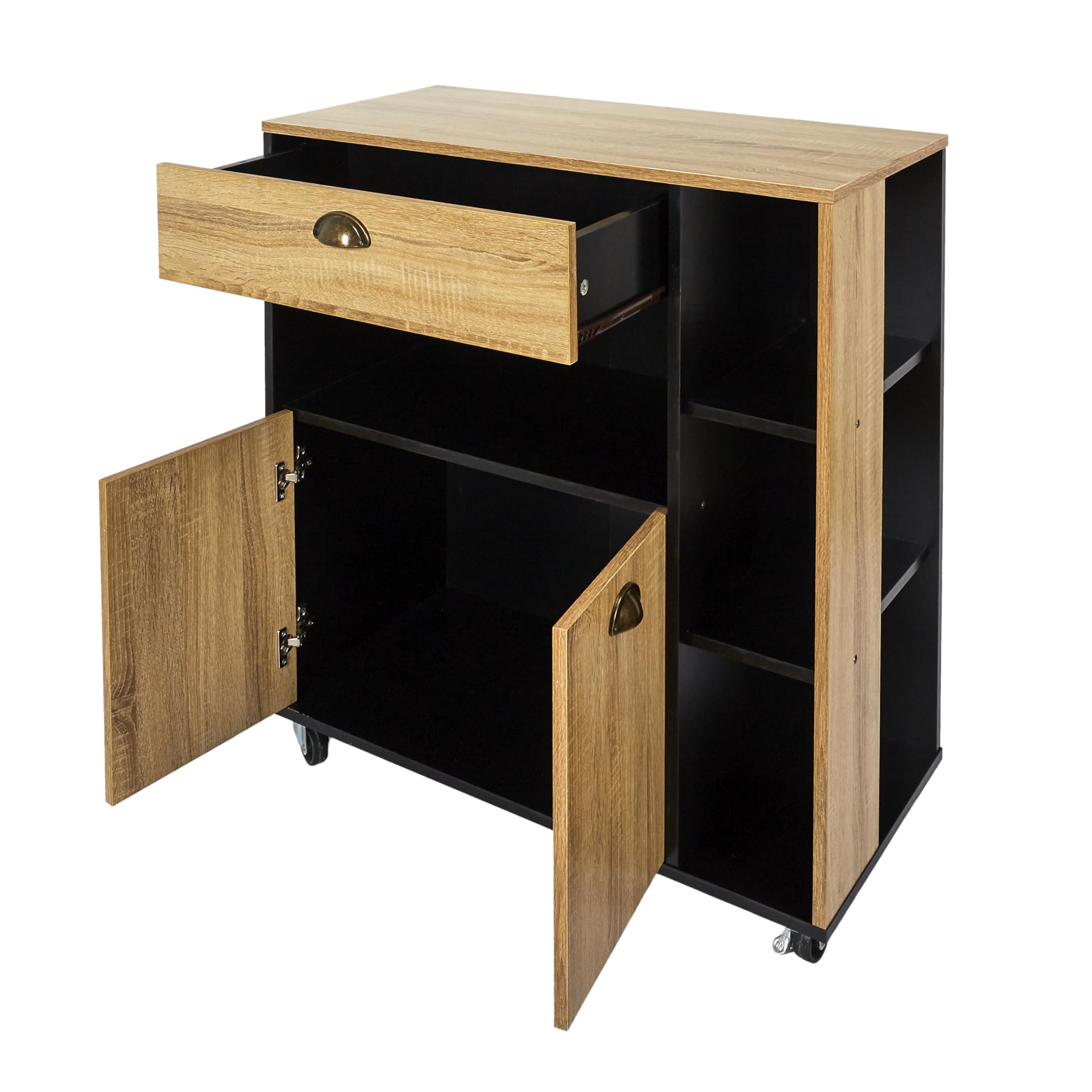 HOME DECO FACTORY Seifenspender Keramik Soft-Touch Schwarz | Küchenwagen, Holz, Mehrzweckaufbewahrung, auf Rollen, für Küche und Esszimmer, großes Modell, schwarz