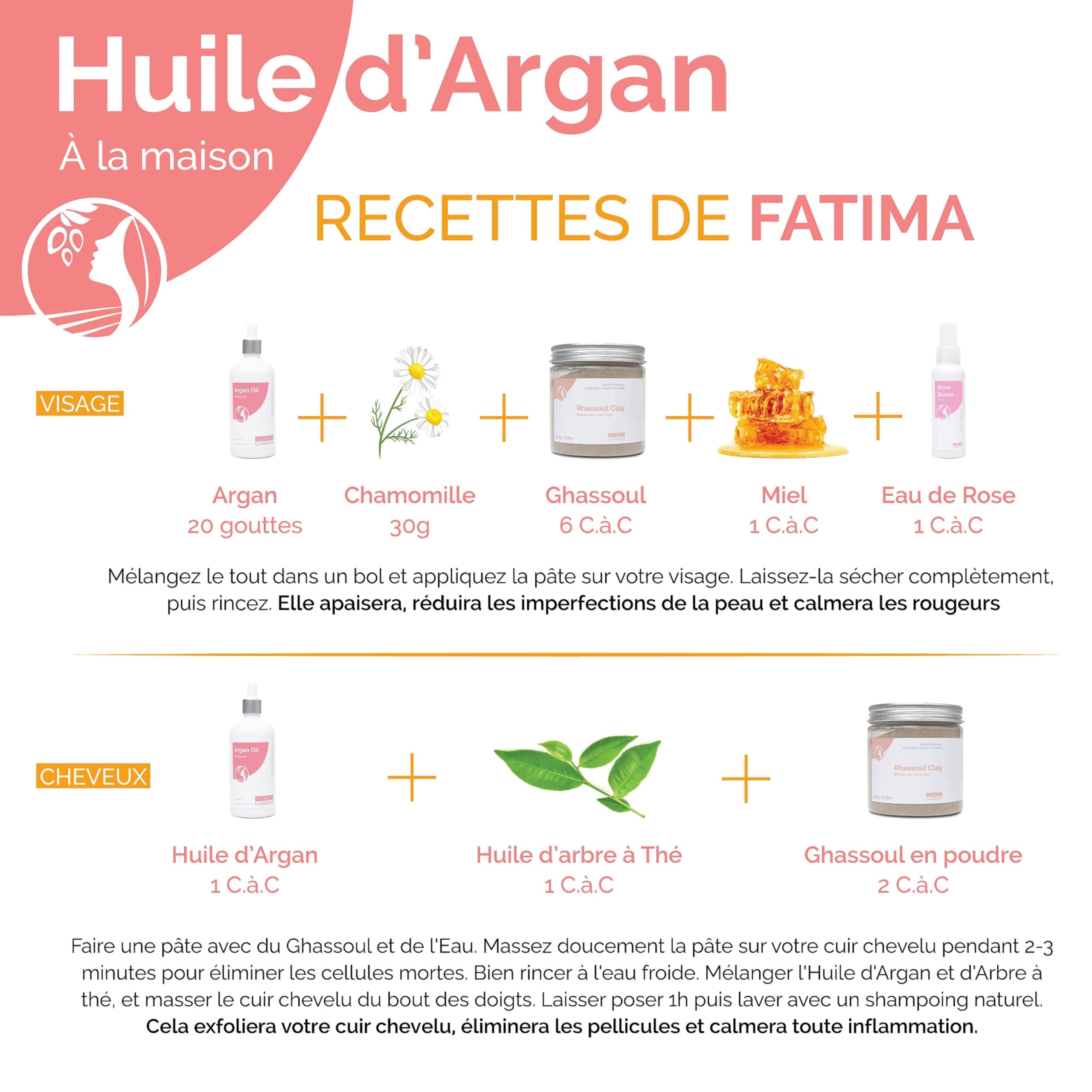 Fatima's Garden Huile d'Argan aux Pétales de Rose - Hydratant Anti-Âge Bio, 150ml