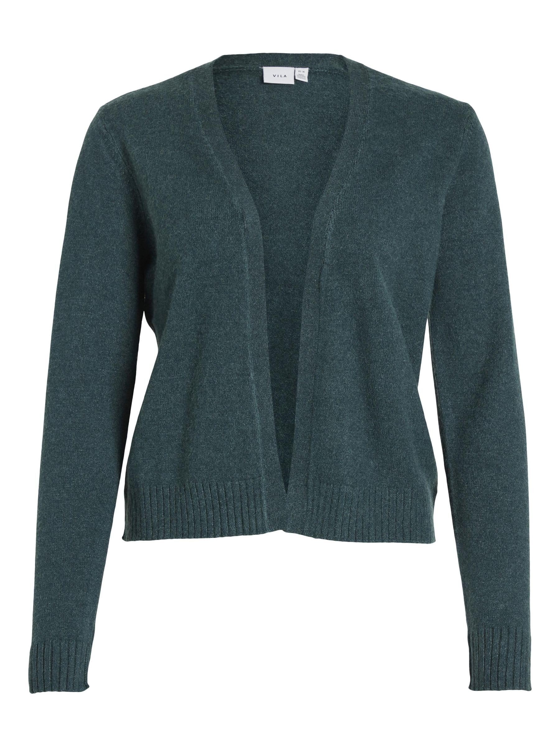 Vila Women's Viril Short L/S Knit Cardigan Noos (Pack of 1), Ponderosa Pine/Detail: Dark Melange, M