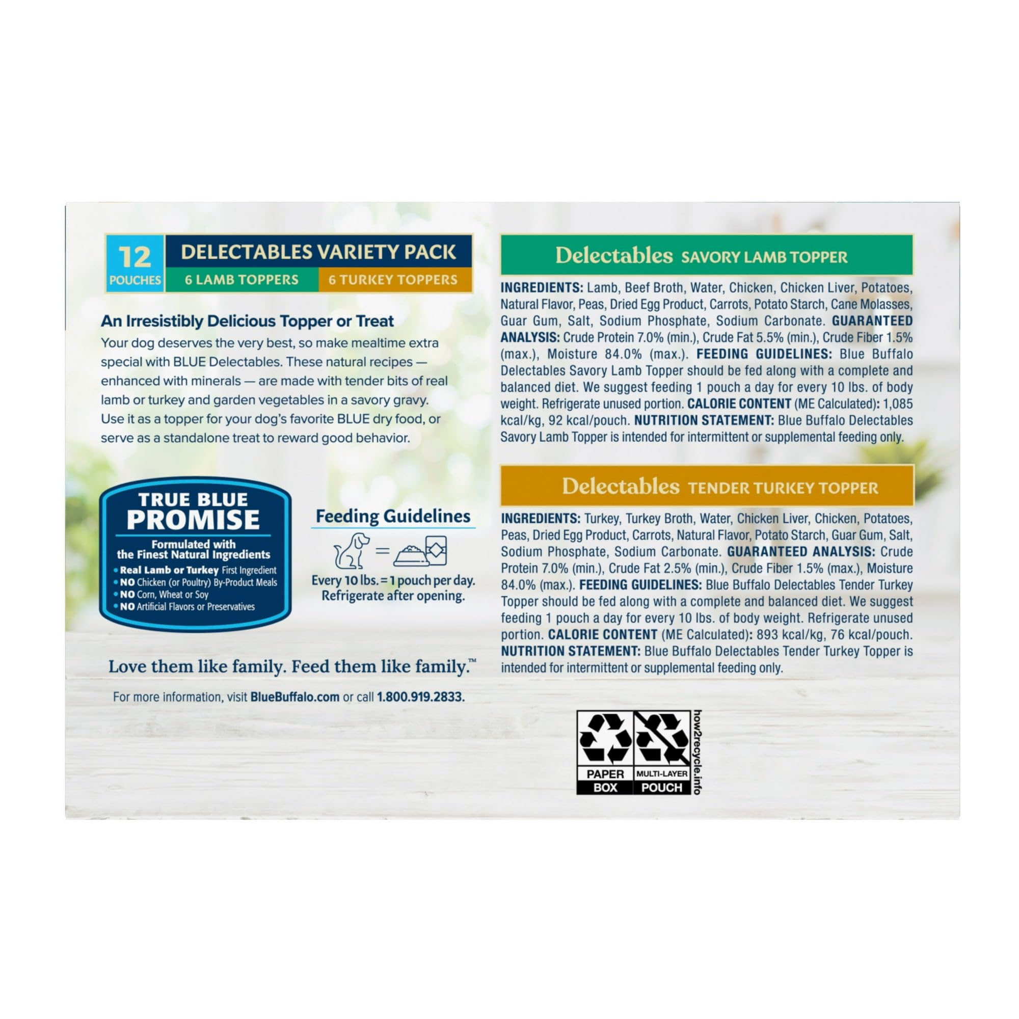 Delectables Natural Wet Dog Food Topper Variety Pack, Lamb & Turkey Dinner - Easy-to-Open, Perfectly Portioned Pouches Make Serving Delectables Extra Convenient