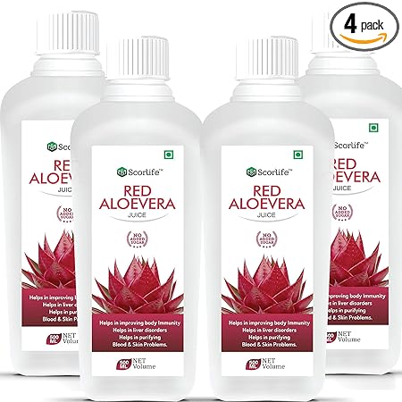 Scorlife Red Aloevera Juice Sugar Free (500ml) (Pack of 4)