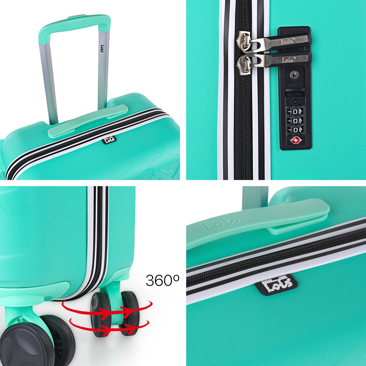 Lois - Maletas De Viaje rígidas Trolley con Candado de Combinación y 4 Doble Rueda 360° Set Maleta De Viaje Ligeras y Resistentes Extensible