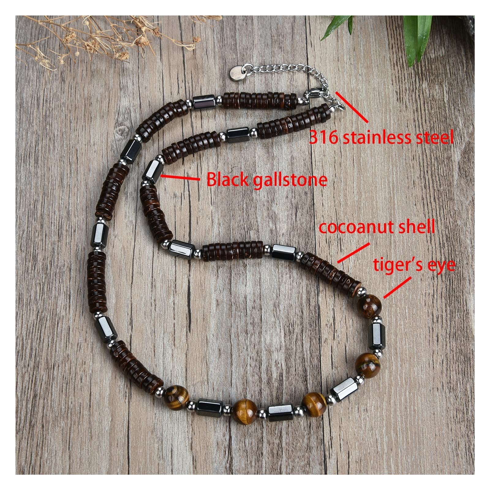 creazione di Gioielli Collana di Perline di Pietra Naturale Uomini e Donne Non mostrano Gioielli in Acciaio. (Color : 60cm, Size : 1)