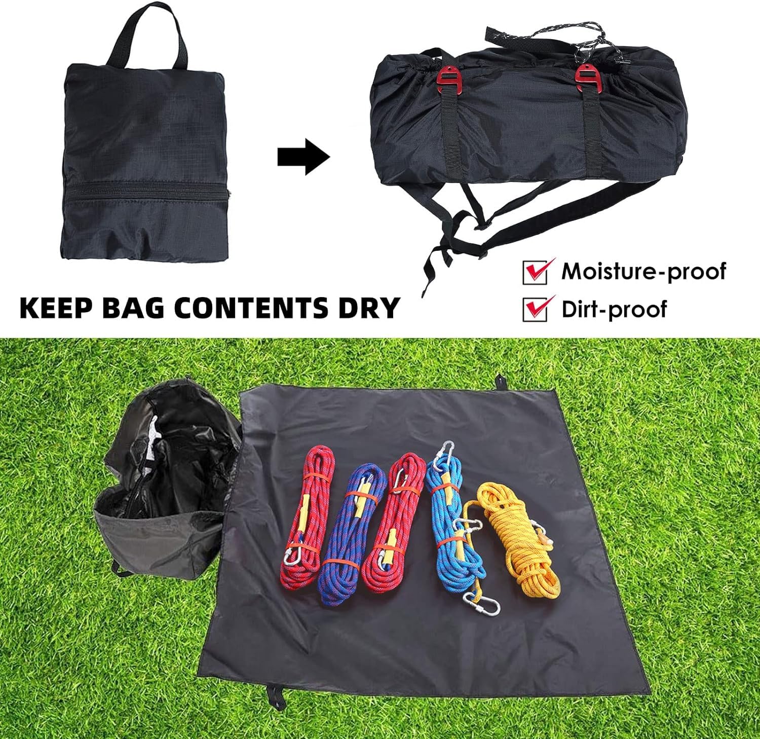 Bolsa de cuerda de escalada para cuerdas, bolsa de cuerdas para cuerdas, equipo de escalada impermeable cuerda bolsa Rucksack al aire libre camping senderismo