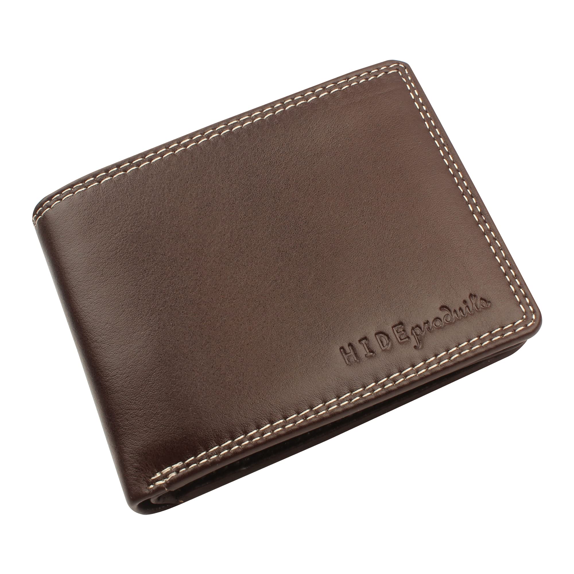 HIDE produits BI-FOLD TOP Stich Wallet 10.5 X 9 CM (Brown)