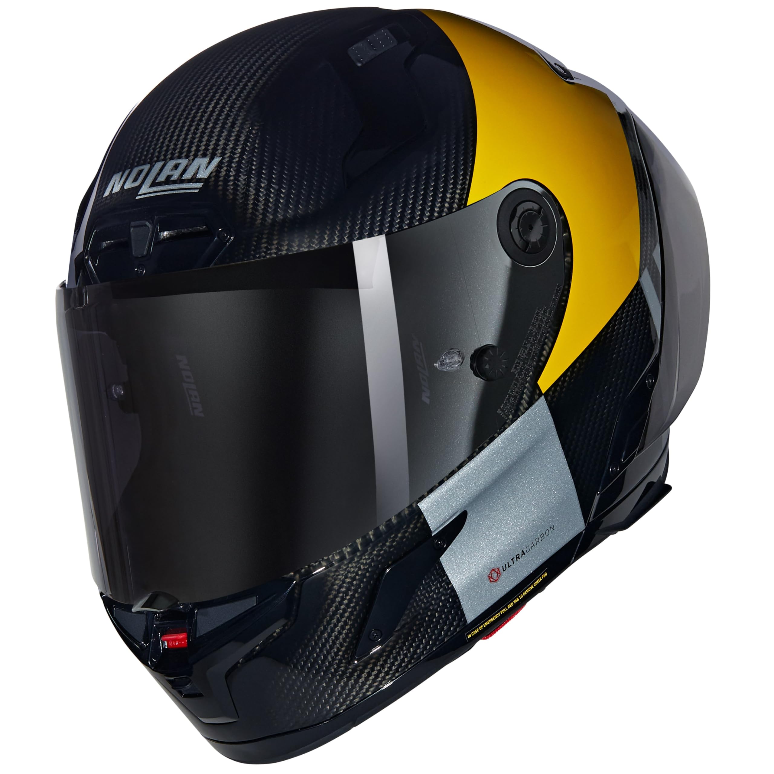 NOLAN Helmet X-804 RS Combo Gara 350 M, Carbon/Yellow/Grey/Black Automotive