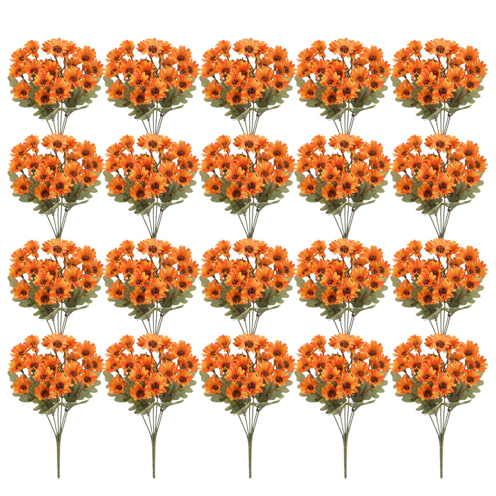 NVOQILIN 25Pcs Realistic Artificial Synthetic Camomile Flower for Wedding Bouquet Home Flower Arrangement Balcony Garden Yard Outdoor Silkflowers