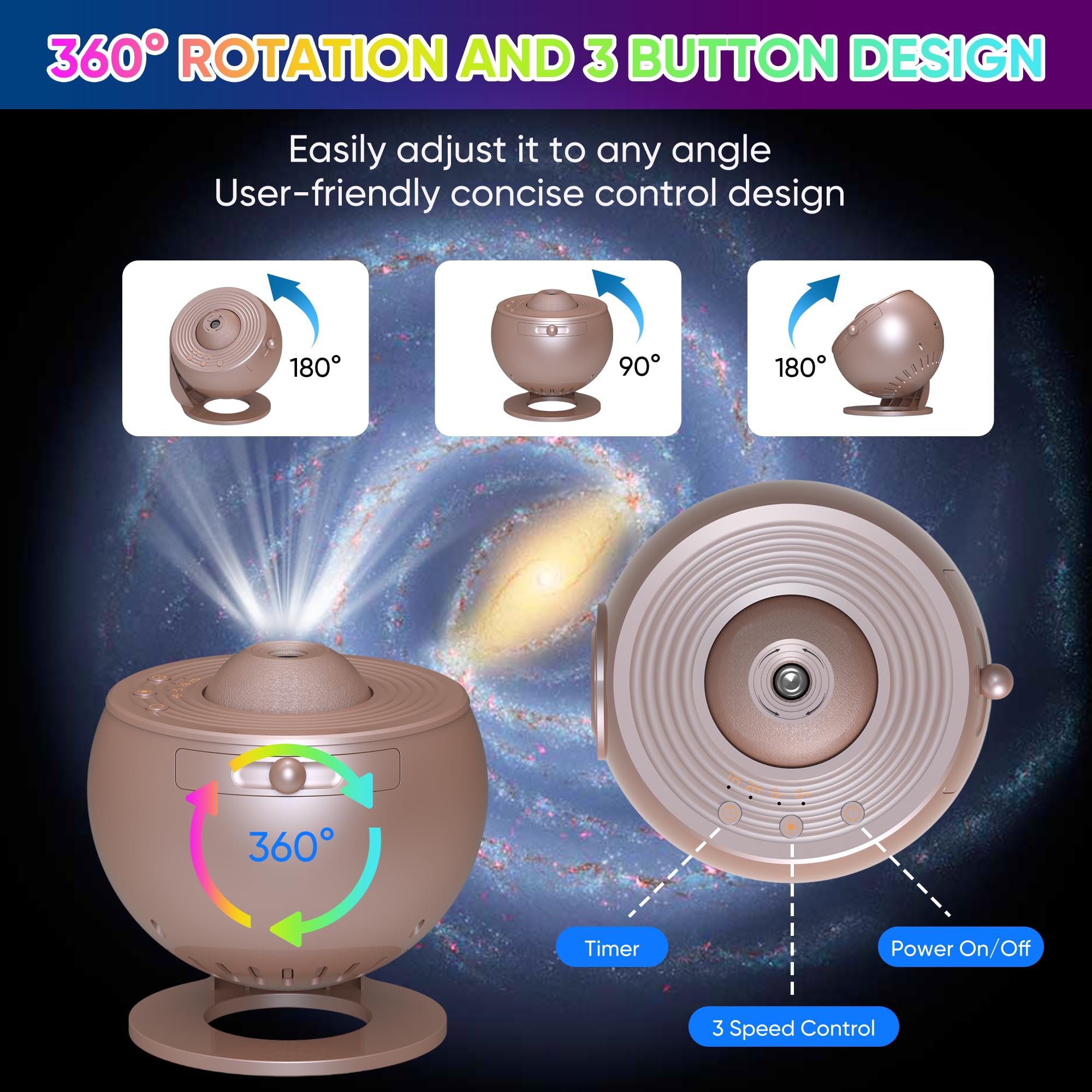 Galaxy Star Projector, 12 In 1 Planetarium For Bedroom, 360° Rotating Night Light For Kids, Home Theater, Ceiling, Room Decoration - View #2