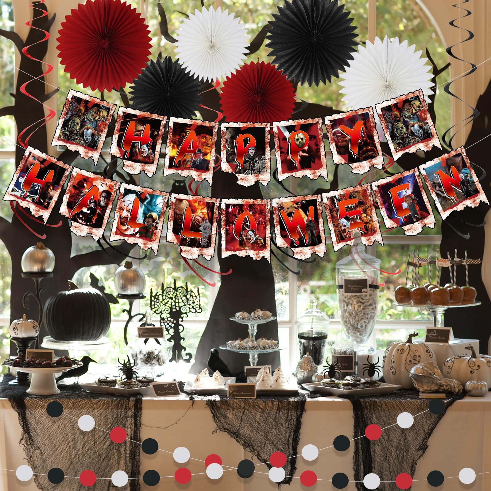 Kit Decorazione Compleanno Horror Per Bambini: Palloncini Foil, Striscione, Tema Spaventoso