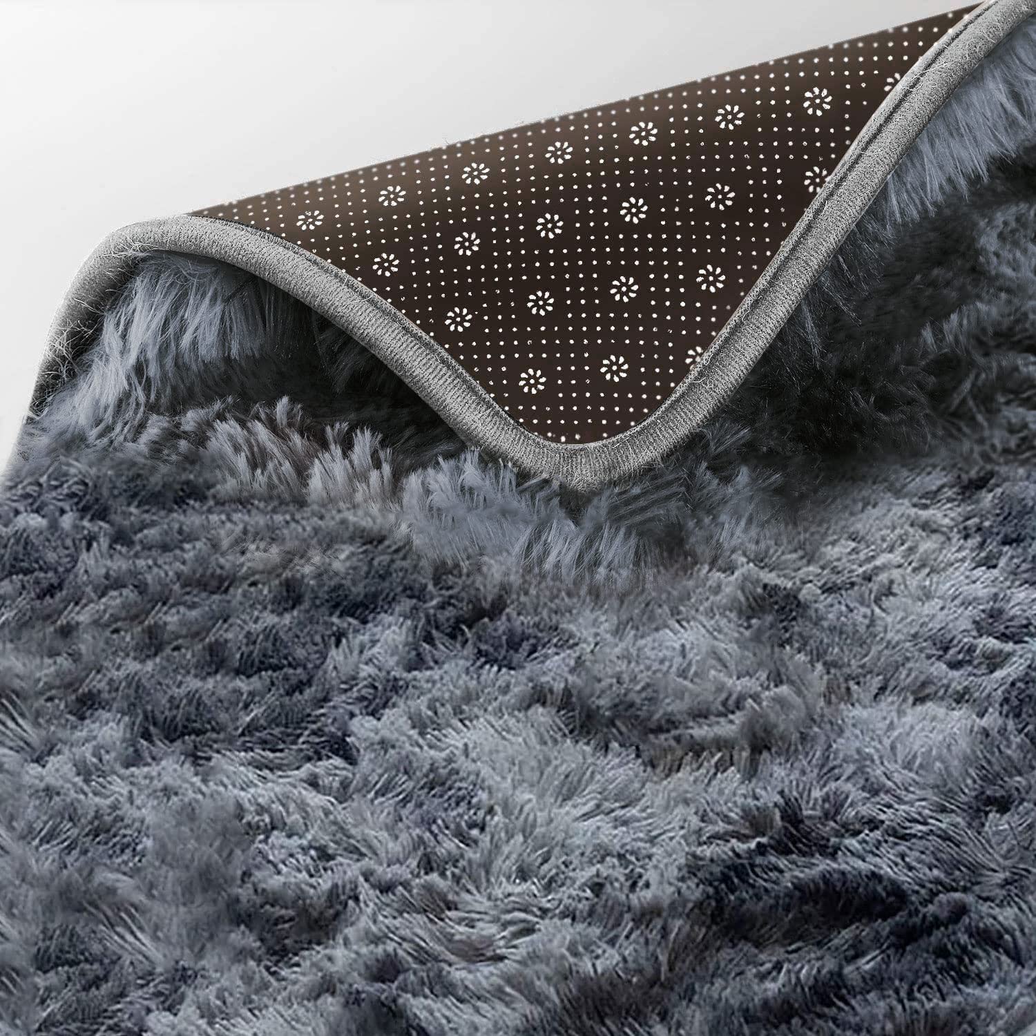 Tinyboy-hbq Tappeti Salotto Tappeti Moderni Soggiorno Shaggy Tappeto a Pelo Lungo Tappeti Camera da Letto Scendiletto Moderno Tappeto Camera da Letto Cameretta Peluche Grande(Nero grigio, 80 * 200cm)