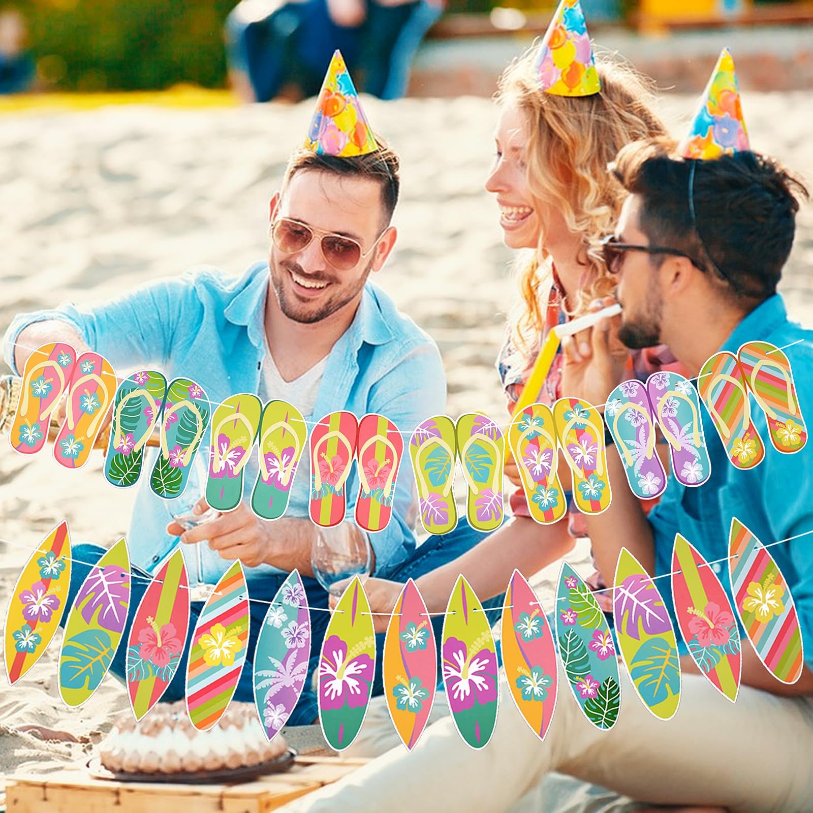 Grencian Hawaii-Party Teller – 50 Stück, 22,9 Cm, Hibiskus & Palmen Design, Für Luau & Sommerfeiern