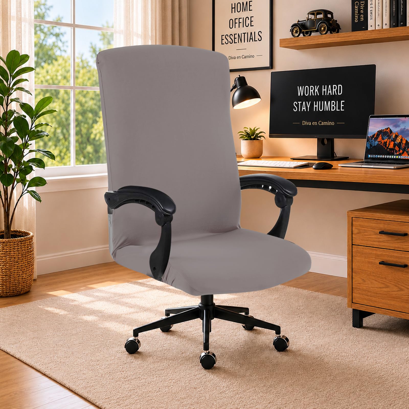 Photo 1 of Elastic Computer Chair Cover with Durable Zipper - Protective Removable Washable Universal Office Desk Chair Seat Slip Cover - Stretchy Soft Anti-dust Desk Chair Seat Protector for Dogs, Cats, Pets