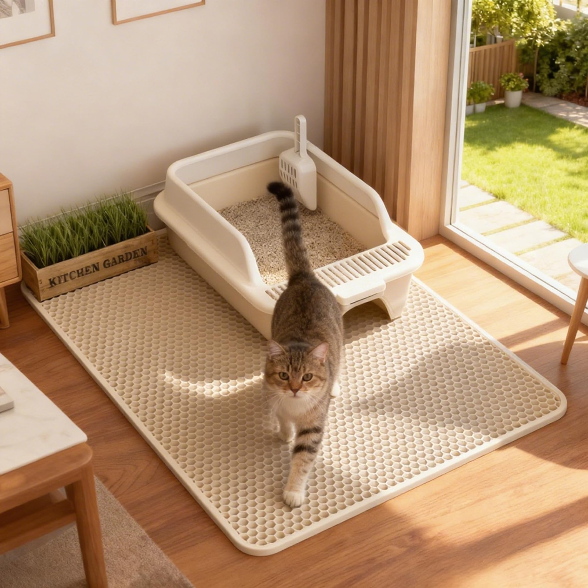 Tappetino e lettiera Impermeabile per gatto, Raccogli Sabbia Doppio Strato Tappetino Lettiera
