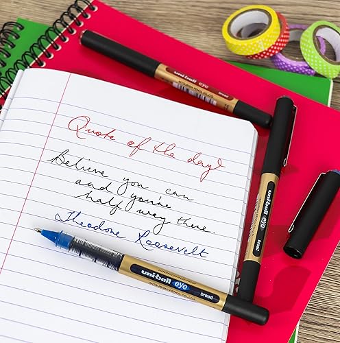 Miniatura 3 de uni-ball On Point 'Stay Gold' Eye - Bolígrafos anchos para escritura a mano, paquete de 3 en tinta negra, azul y roja