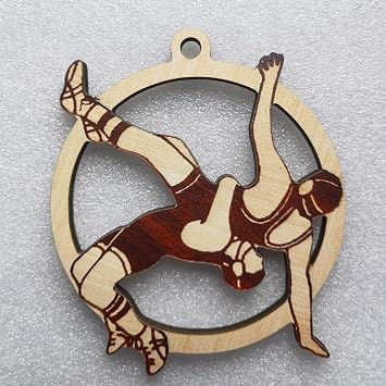 Wrestling Ornament, Wrestling Christmas Ornaments 2025, Boy Wrestler Ornament for Christmas Tree, Gifts for Wrestlers, Coach, Fans, Highschool Wrest Hanging Decor, Gifts for Wrestler Wooden 3.5