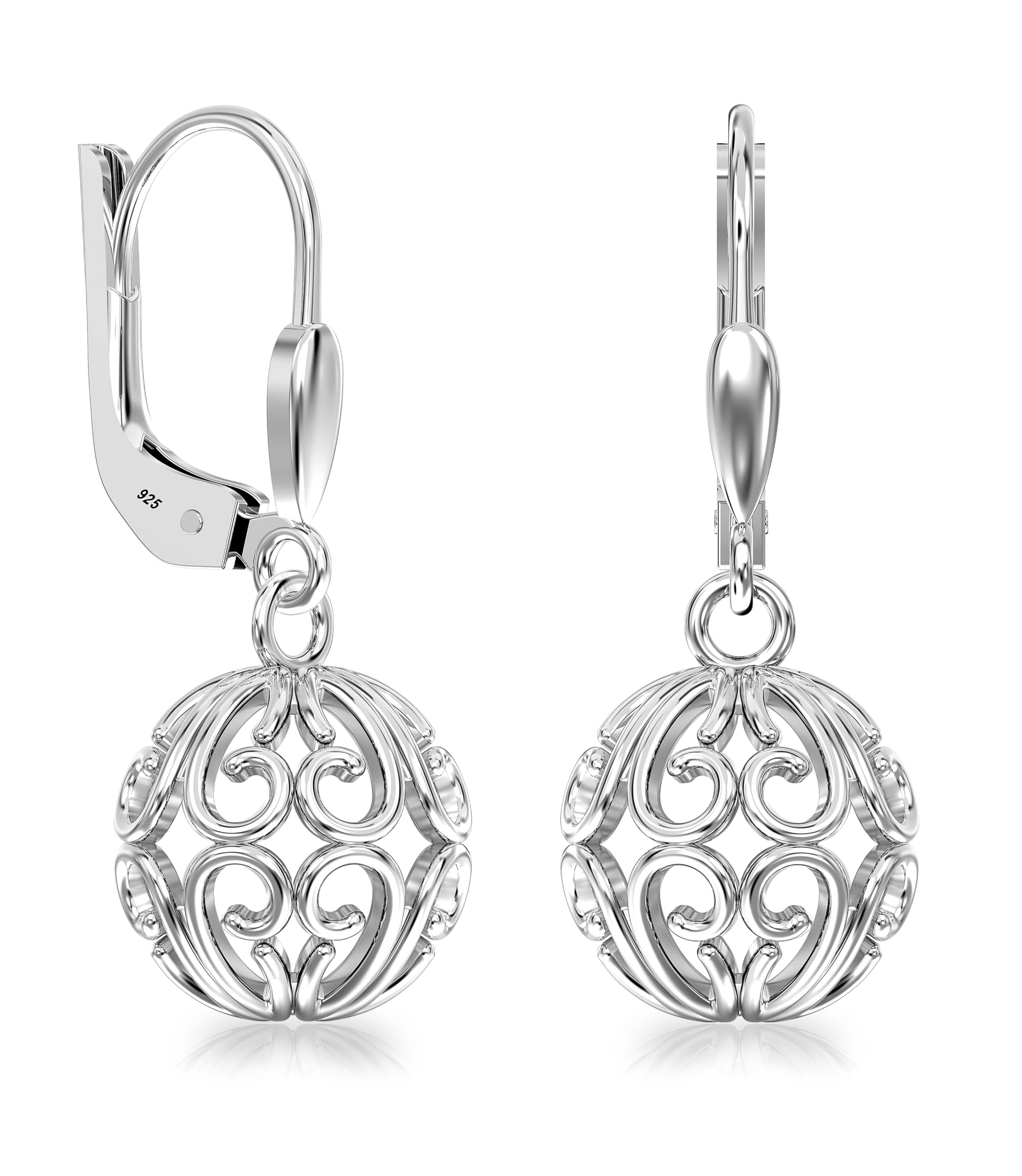 LeCalla 925 Sterling Silver Leverback Drop Earrings | Lightweight Celtic-Knot Filigree Heart Teardrop Dangle Earring for Women's Gift for Her