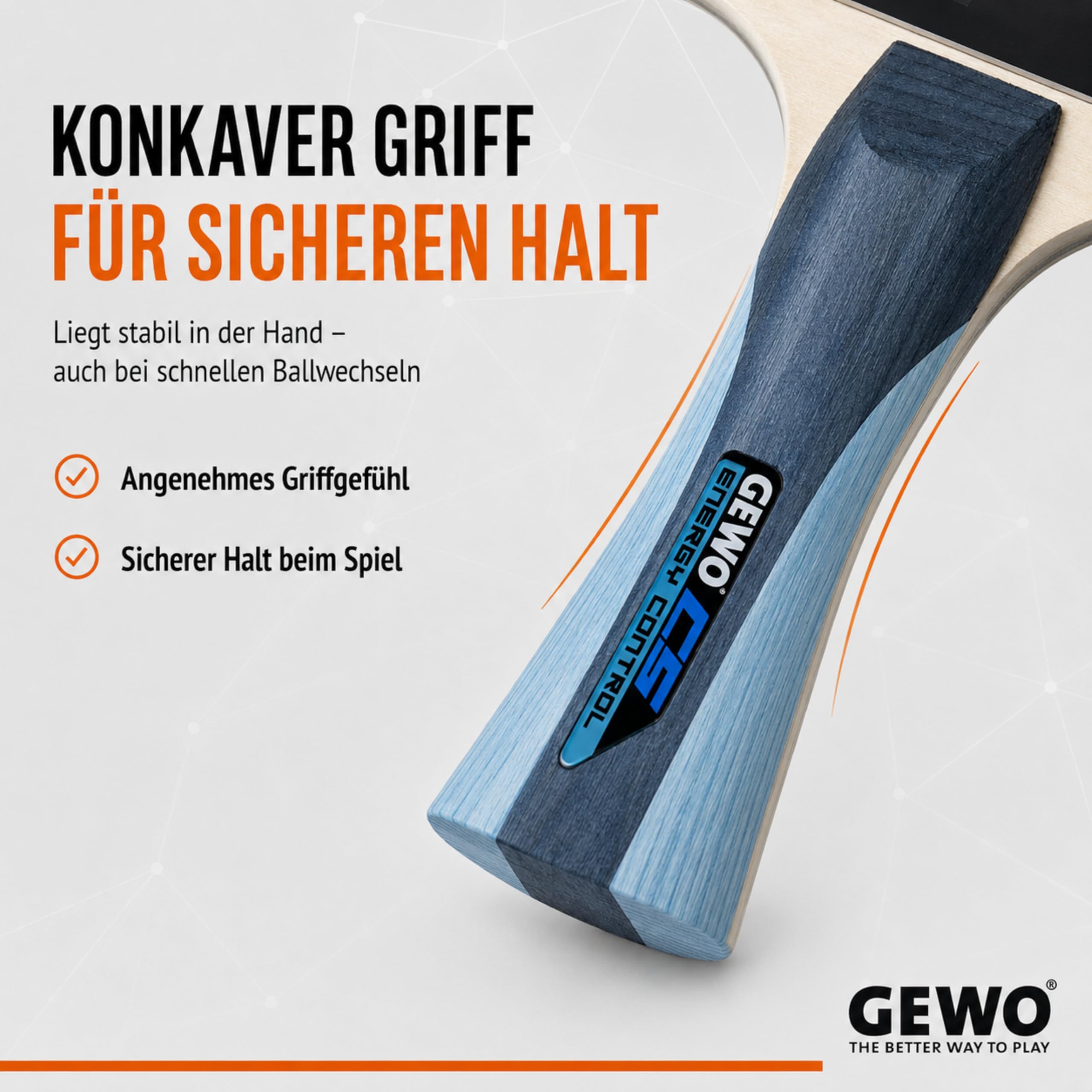 GEWO CS Energy Control - Racchetta da ping pong concava, sviluppata da Christian Süß