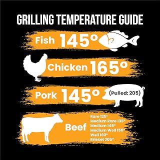 Meat Internal Temperature Guide Magnet, 9 x 9 Inches, Outdoor Quality, Grilling Smoking Cooking BBQ (Yellow)