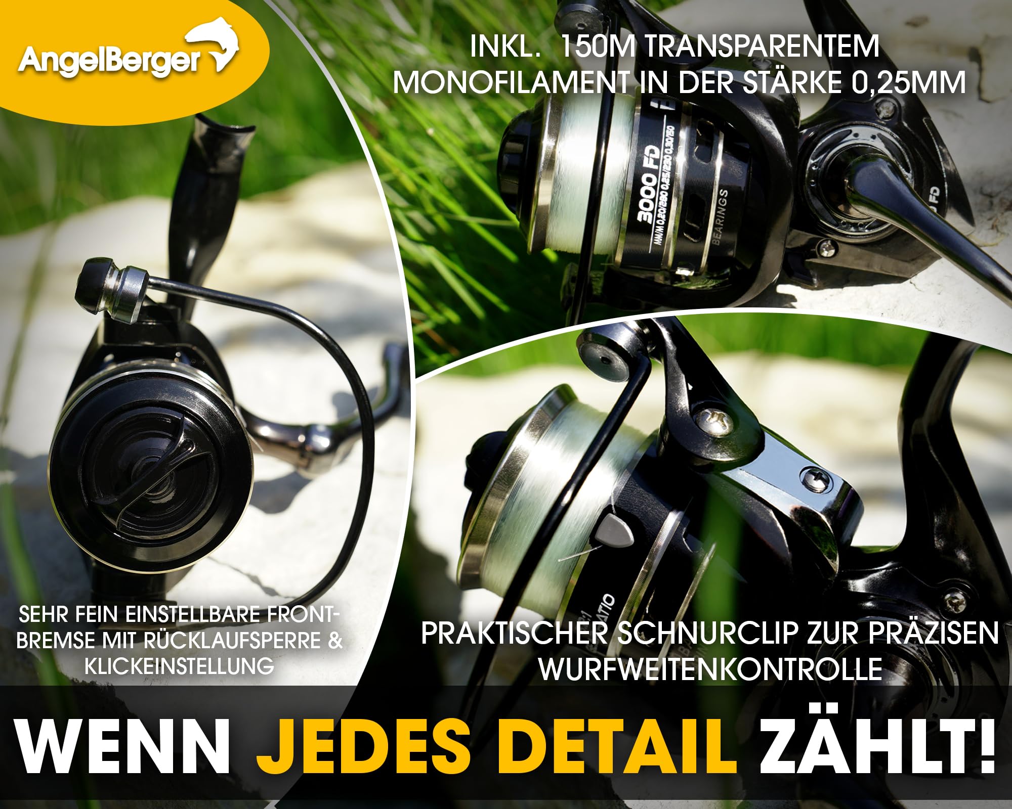 Angel-Berger Tele Angelset Forelle mit Tasche und Zubehör Trout Fishing Set Angelrute Angelrolle Forellenköder