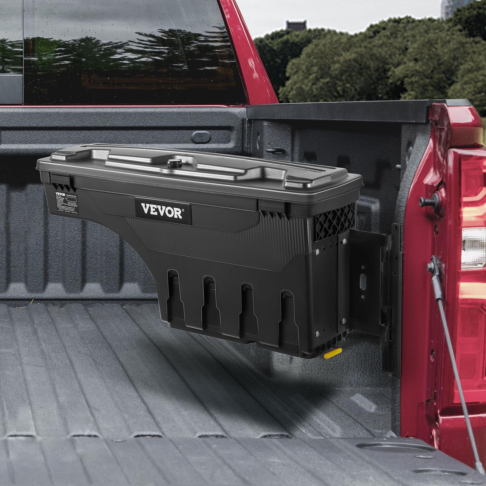 VEVOR Truck Bed Storage Box, abschließbarer Deckel, Wasserdicht ABS Radkasten Werkzeugkasten 25 L, Kompatibel mit Chevrolet Silverado 1500 GMC Sierra 1500 2019-2020, Beifahrerseite, Schwarz