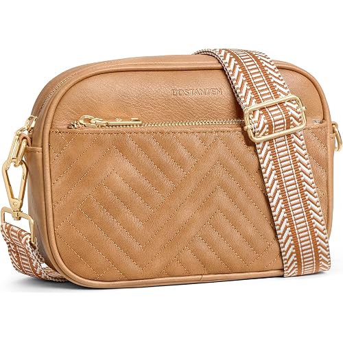 BOSTANTEN Quilted Small Crossbody Bag for Women Vegan Leather Purses | Adjustable Wide Strap, Rfid Blocking, Card Slot, Multi Pockets, Cute,Trendy, Everyday Travel Shopping Use