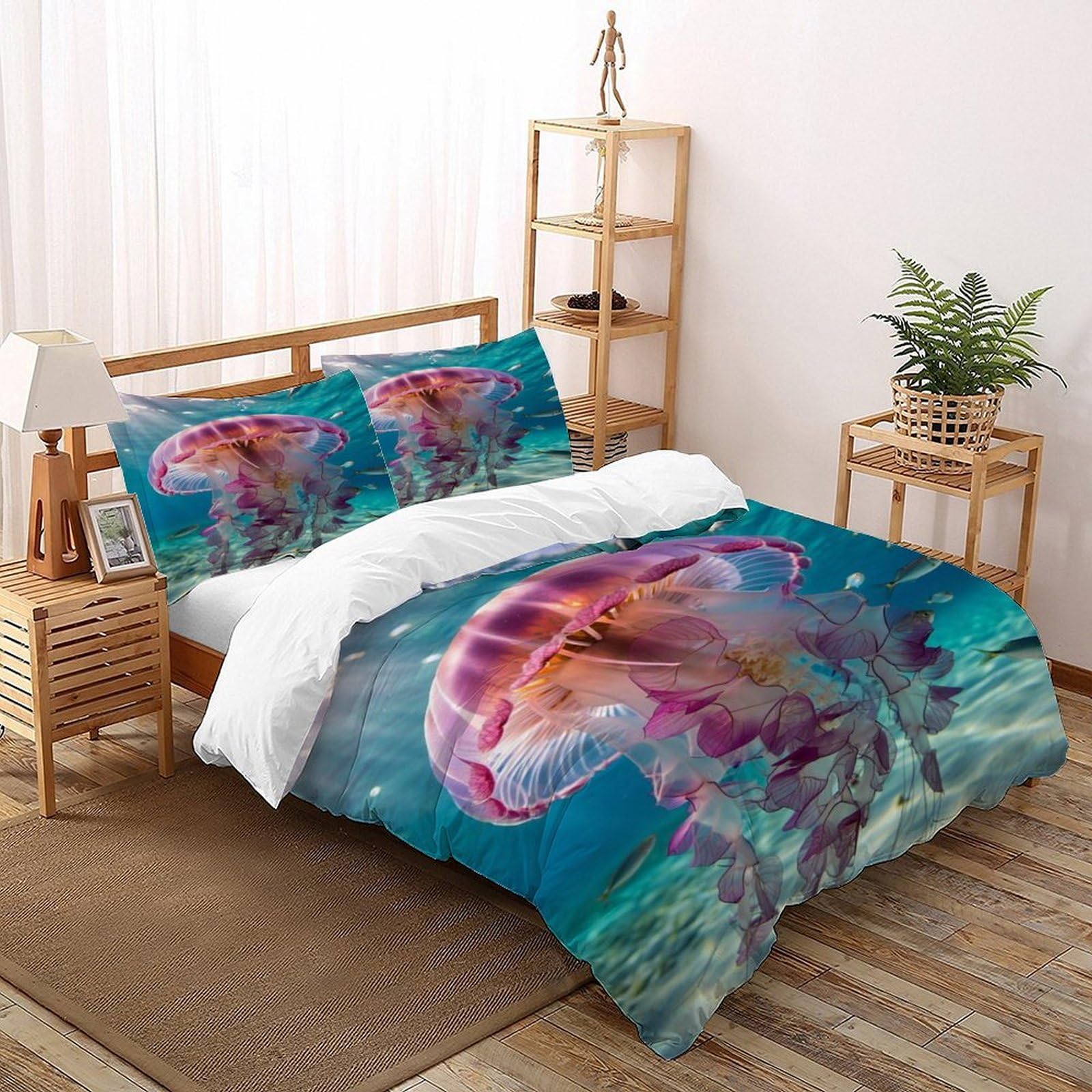 Parure de lit méduse 200x200 pour créer une ambiance marine dans votre chambre