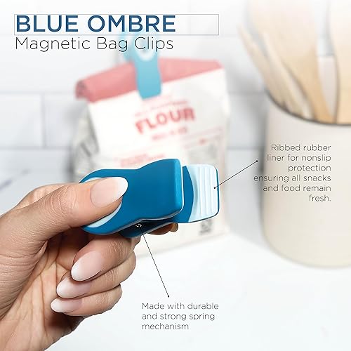 Miniatura 204 de COOK WITH COLOR Clips para bolsas con imán, clips para alimentos, clips para chips, clips para bolsas para almacenamiento de alimentos con agarre