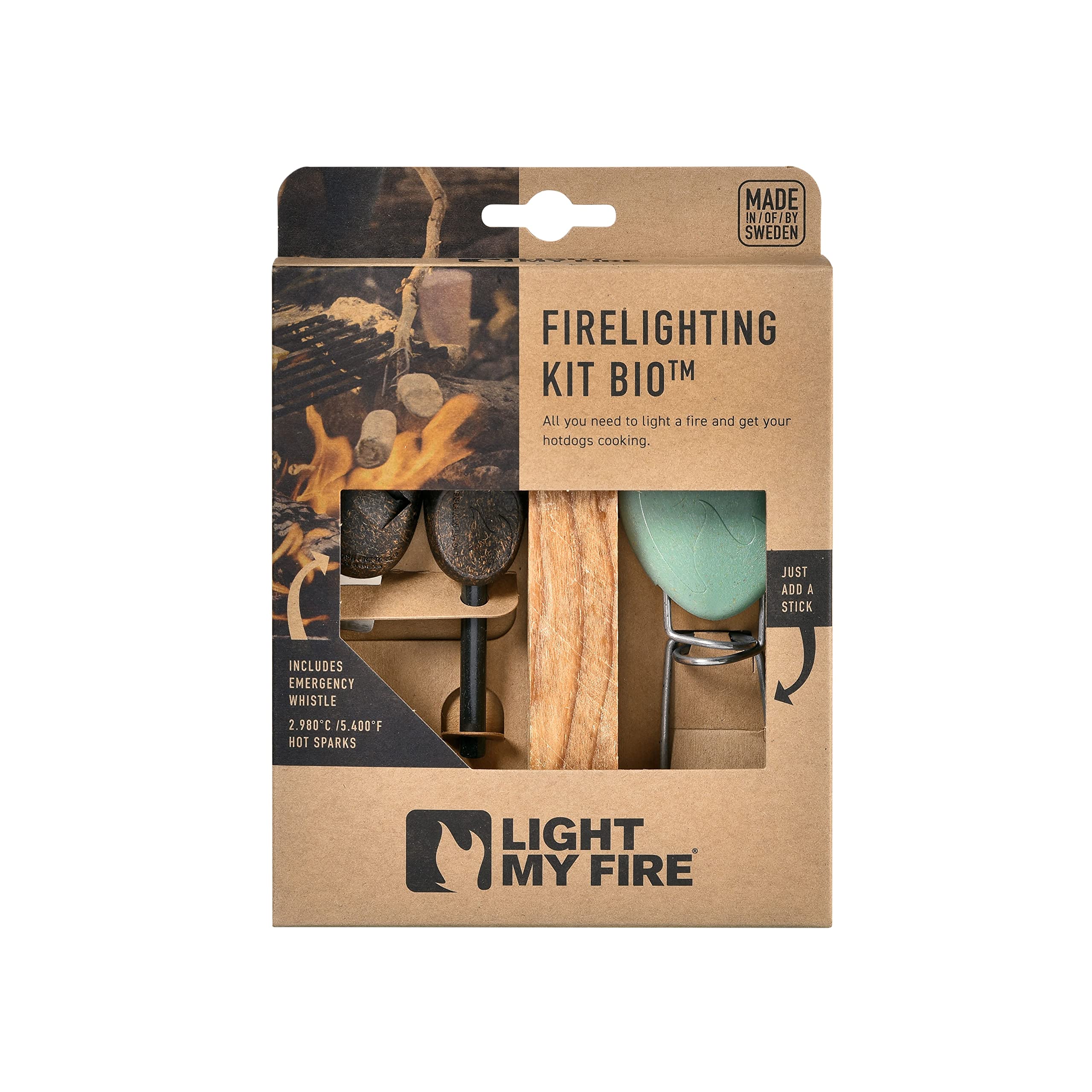 Light My Fire Kit di Sopravvivenza 3 in 1 Pietra Focaia, Accendifuoco Ecologico & Spiedini Acciaio Inox - Fire Starter - Kit Fuoco Ideale Fuoco Accendino Campeggio Escursionismo Sopravvivenza