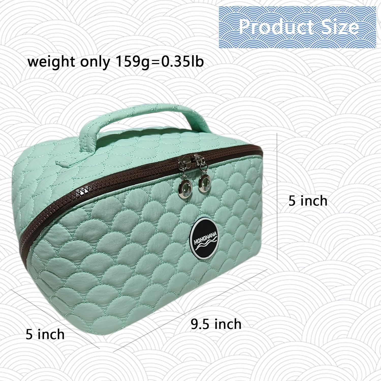 Travel Makeup Bag for Women, Mermaid Makeup Purse Puffy Cosmetic Organizer Bag, Soft Open Flat Cosmetic Pouch Large Toiletry Bag for Skin Care Make Up Traveling, Green