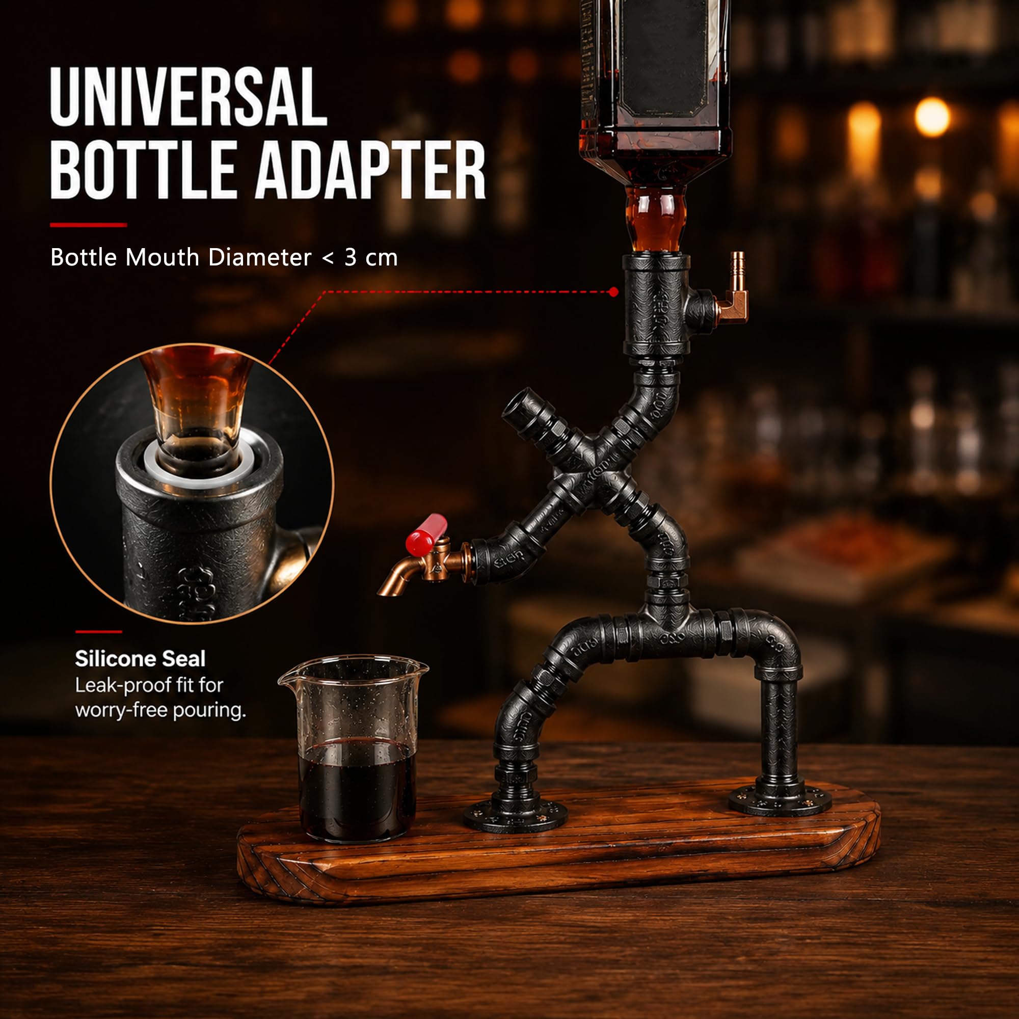 Whiskyspender Steampunk, Getränkespender mit Zapfhahn