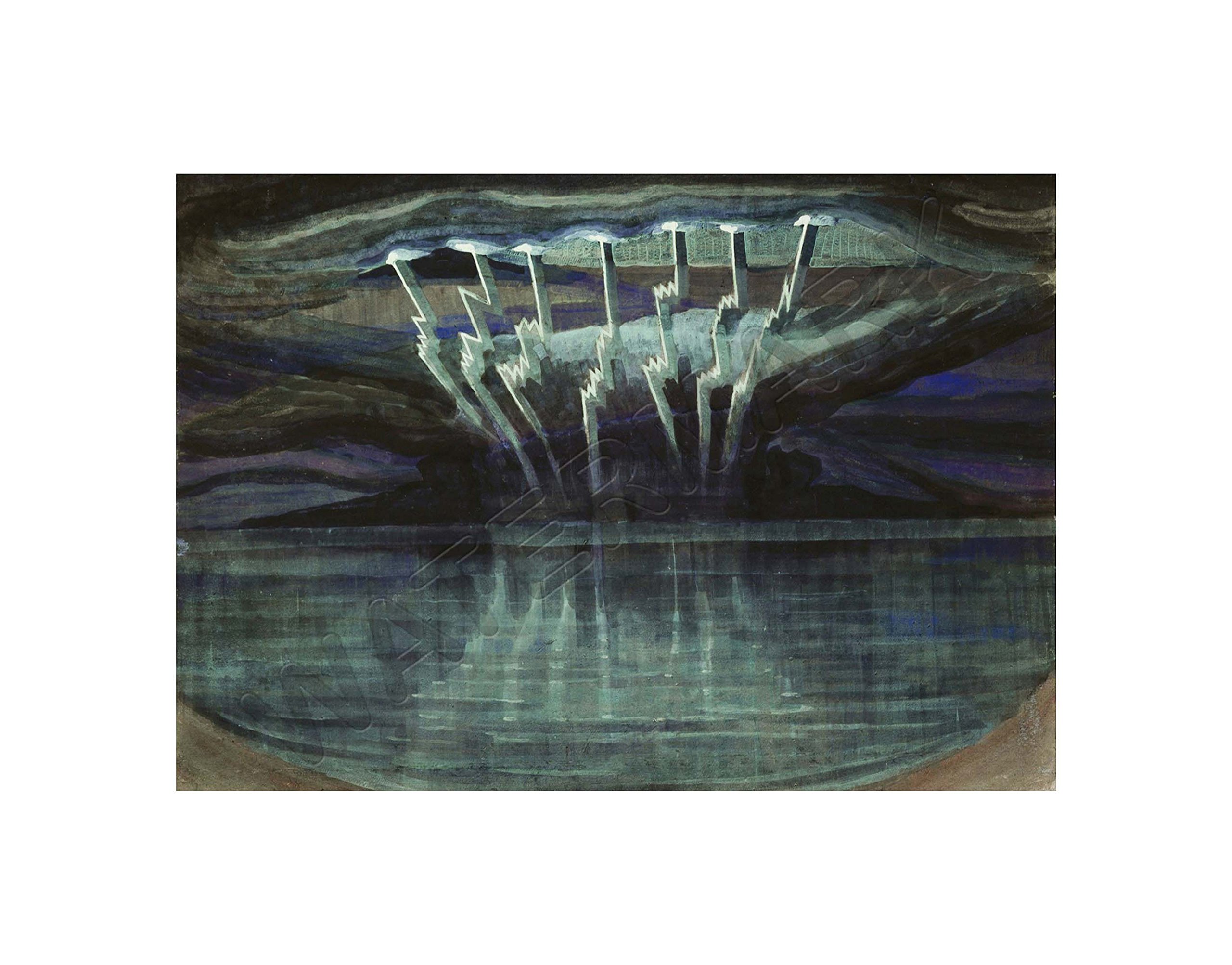 Wee Blue Coo Ciurlionis Lightning Wall Art Print
