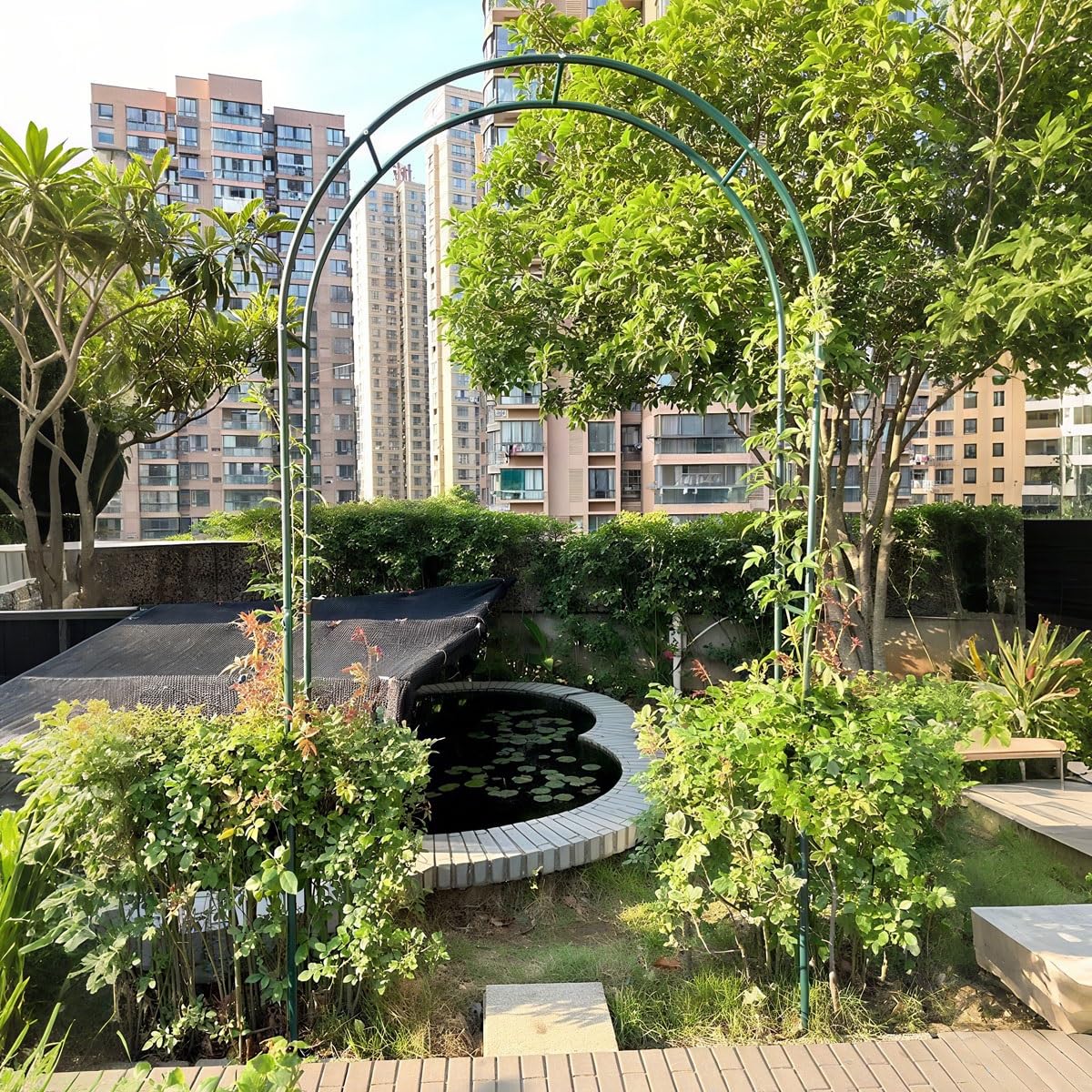 Arco Per Rose In Metallo Con Basi, 140 200 240 300 cm larghezza Traliccio Pergolato Da Giardino Per Piante Rampicanti, Supporto Sostegno Archetto Per Matrimonio, Decorazione Eventi(Verde,300x220 cm (L