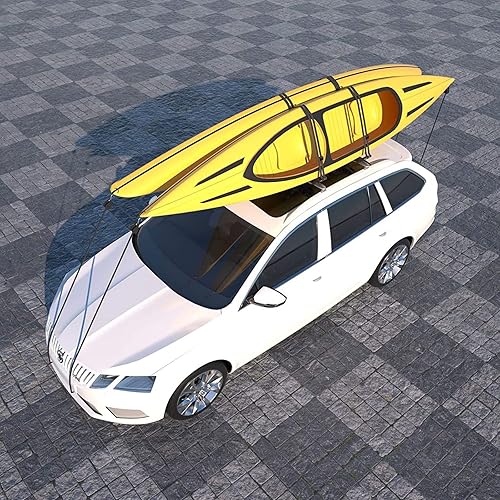 Miniatura 7 de XGeek Soporte de techo para kayak 4 en 1 para kayak, tabla de surf, canoa y tabla de esquí, soporte de techo plegable ajustable bilateral estilo J