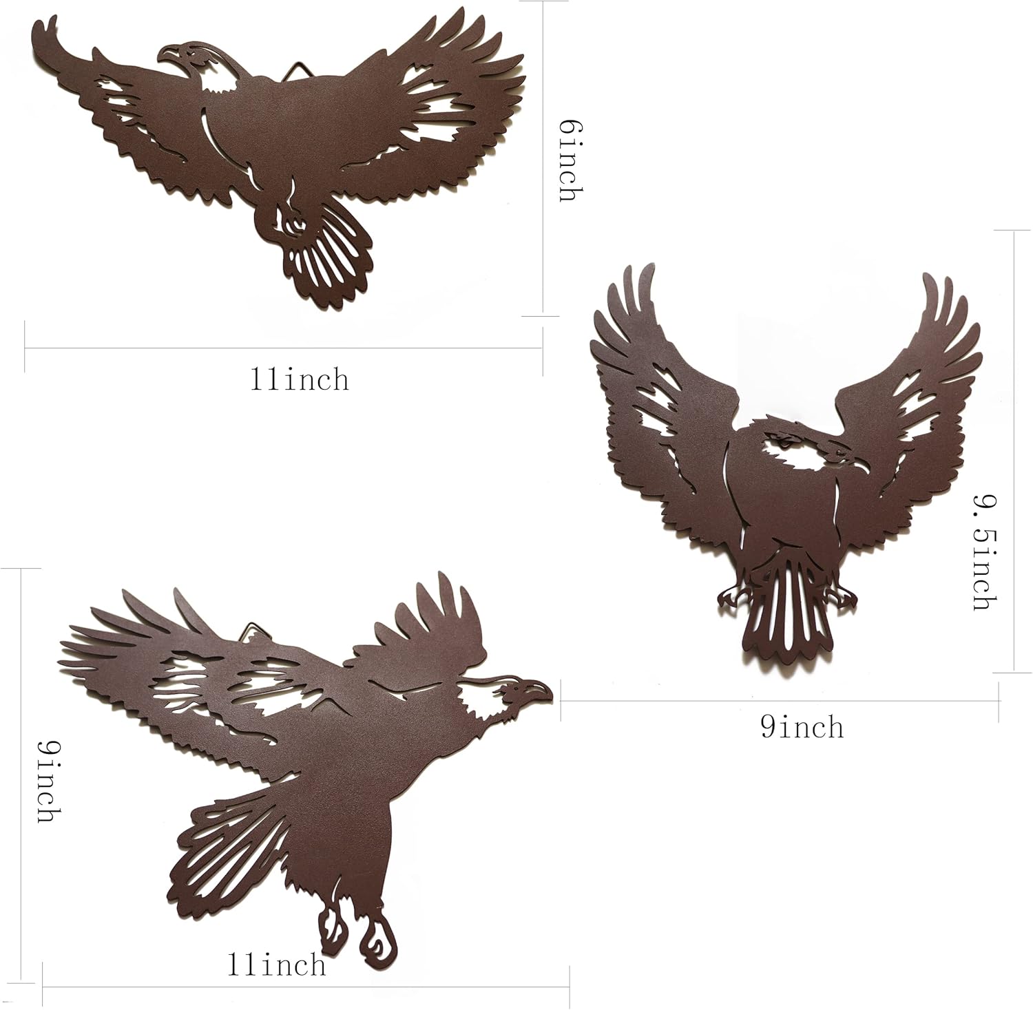 BVLFOOK Metal Eagle Wall Hanging Outdoor Eagle Wall Decor Wildlife Decor Home Interior Wall Art Suitable for Valentine, Living Room, Hallway, Concierge and Courtyard Decor 11 Inch