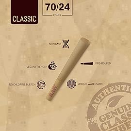 RAW Dogwalker Mini Single Size Cones Rolling Papers 70/30 Size - 150 Pack Smaller than 1 1/4 - Slow Burning - Great for Quick Sessions